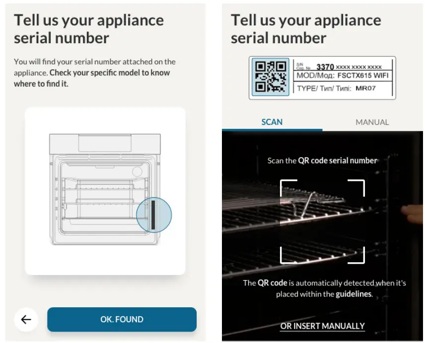 Oven enrollment on app