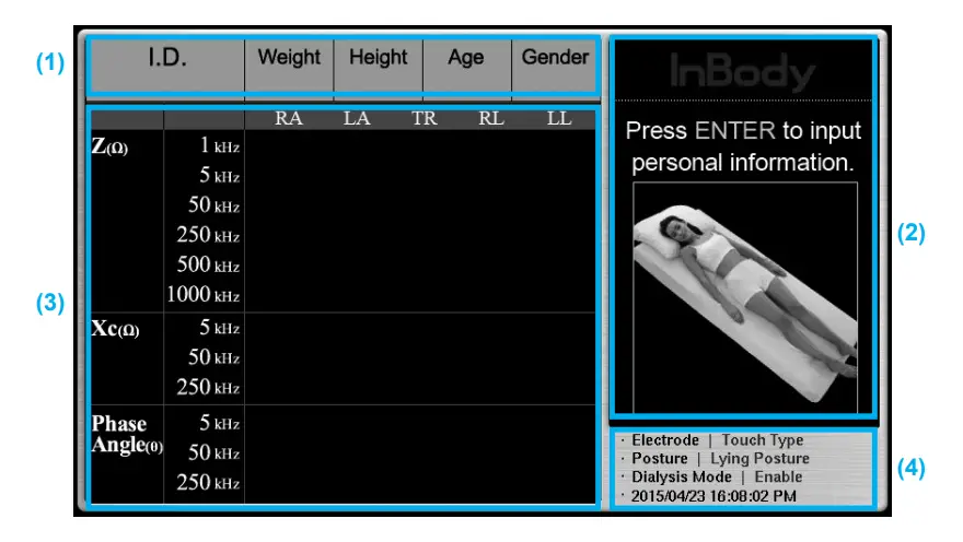 InBody S10 Body Water Analyzer-Home Screen