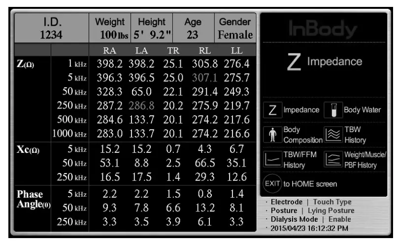 InBody S10 Body Water Analyzer-Home Screen2