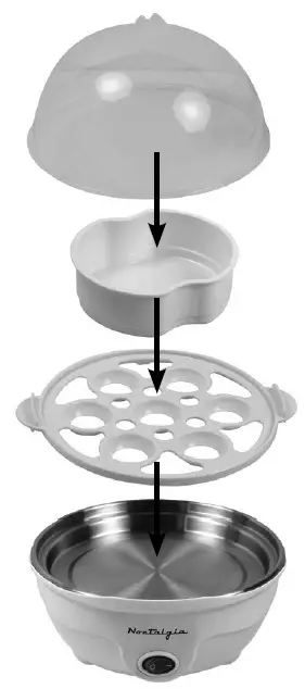 NOSTALGIA EC7AQ My Mini Premium 7-Egg Cooker assembly