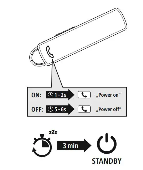 hama 00184146 My Voice 500 Bluetooth Mono Headset Instruction Manual - Switching on off