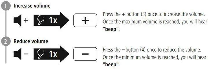 hama 00184146 My Voice 500 Bluetooth Mono Headset Instruction Manual - Volume control