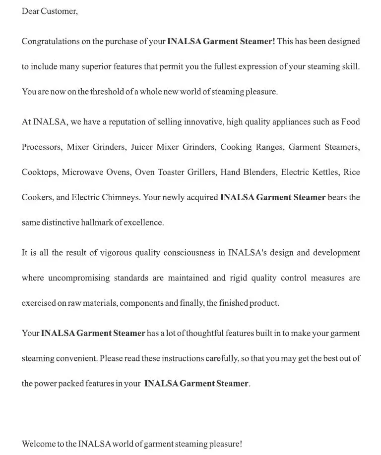 Inalsa Handy Steam Garmet Steamer customer