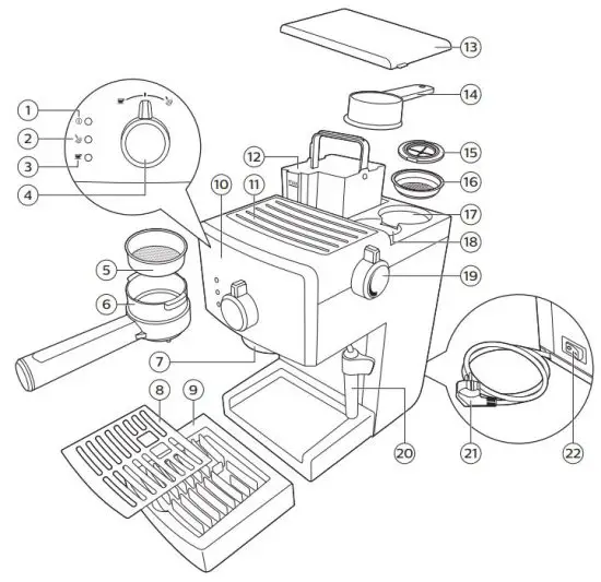 FIG 1 GAGGIA RI8433 Milano Viva Style Pod Coffe Machine Instruction