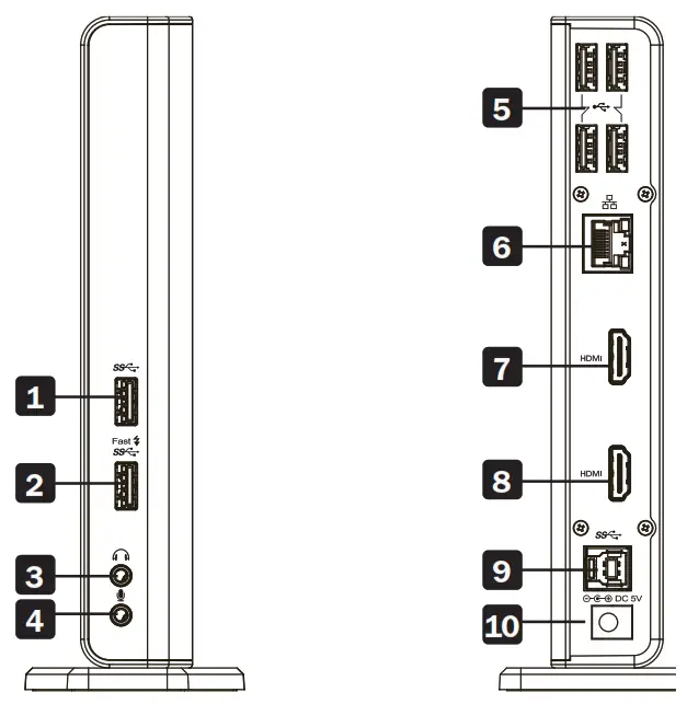 TRIPP LITE U442 DOCK22 B Dual Display Docking Station HDMI Ports (x2) USB Ports (x6) GbE