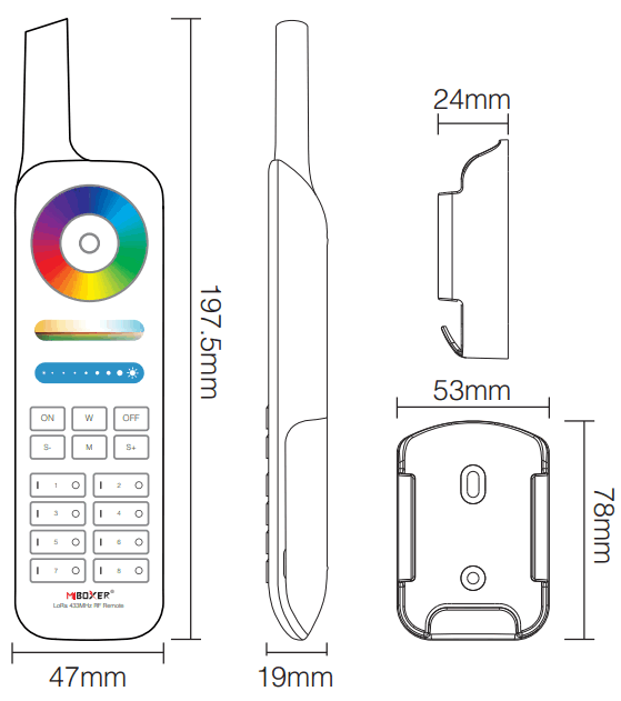 MiBOXER FUT086 LoRa 433MHz RF Remote - Technical Parameters