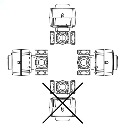 Heat Link VRG131 3 Way Mixing Valve and 58131 Actuator - vertically