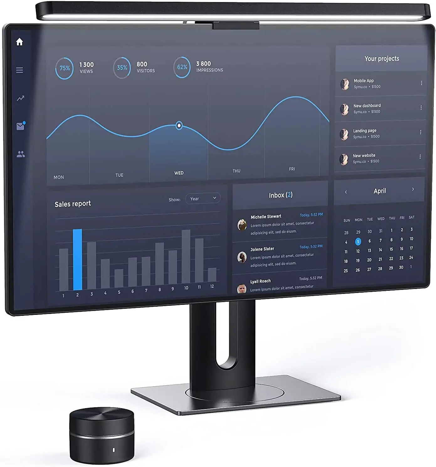 seenDa XL-20 Computer Monitor Lamp Screen Monitor Light Bar with Wireless Remote-product