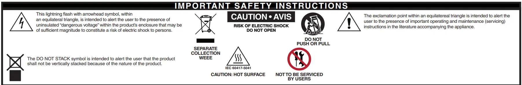 Yorkville YXL Series YXL15SP 15-Inch Powered Subwoofer with Bluetooth Control Owner's Manual - IMPORTANT SAFETY INSTRUCTIONS