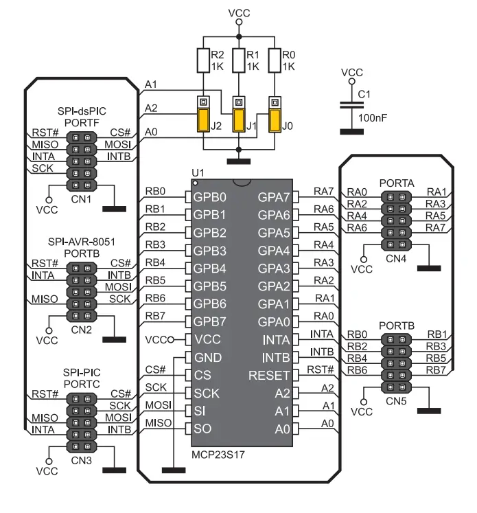 MikroE PORT Expander Additional Board MCP23S17 - fig 1
