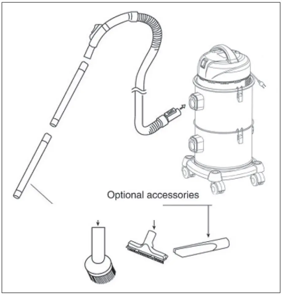 KLARSTEIN 10030310 Reinraum Wet-Dry Vacuum Cleaner Instruction Manual - Connect all the accessories as picture