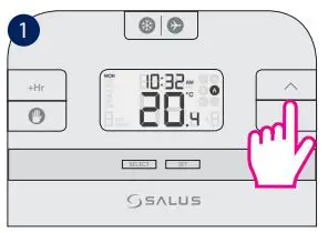 Thermostat Salus User Guide - Press UP or DOWN to review the setpoint temperature