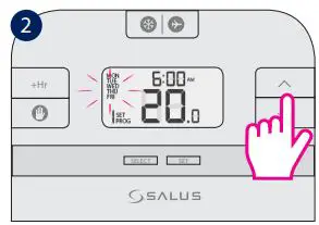Thermostat Salus User Guide - Press UP or DOWN to select Weekday