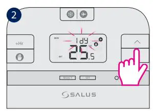 Thermostat Salus User Guide - Press the UP or DOWN button to set the Holiday period