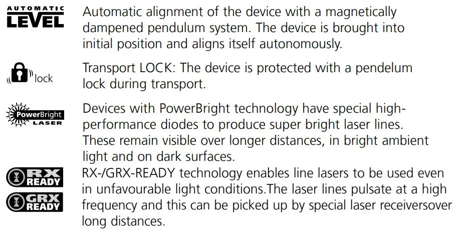 Laserliner 036 600 SuperPlane-Laser 3D Pro Line Laser Instruction Manual - Special product features
