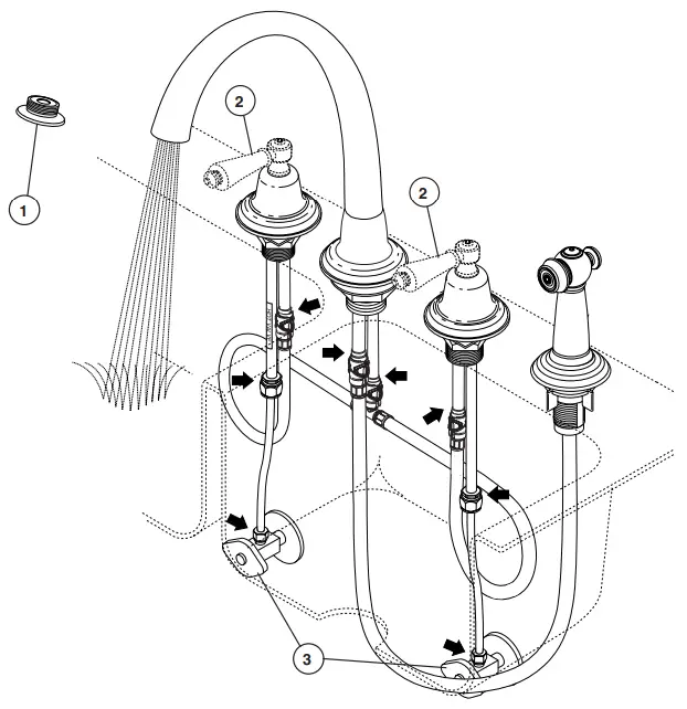 BRIZO 62201 Stainless Steel Kitchen Faucet Double Handle - Remove aerator