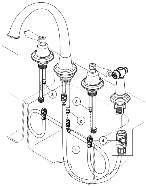 BRIZO 62201 Stainless Steel Kitchen Faucet Double Handle - Snap the quick connect