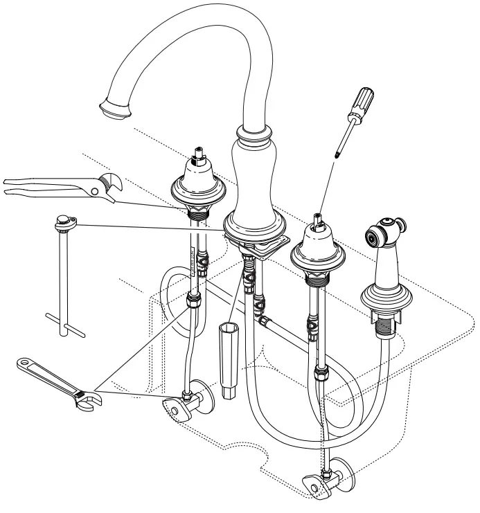 BRIZO 62201 Stainless Steel Kitchen Faucet Double Handle - installation of your