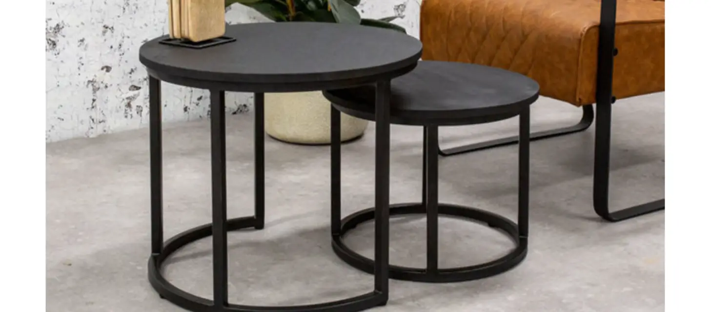 Furnwise Ø 53 And 43 Cm Carly Black Industrial Coffee Table User Manual