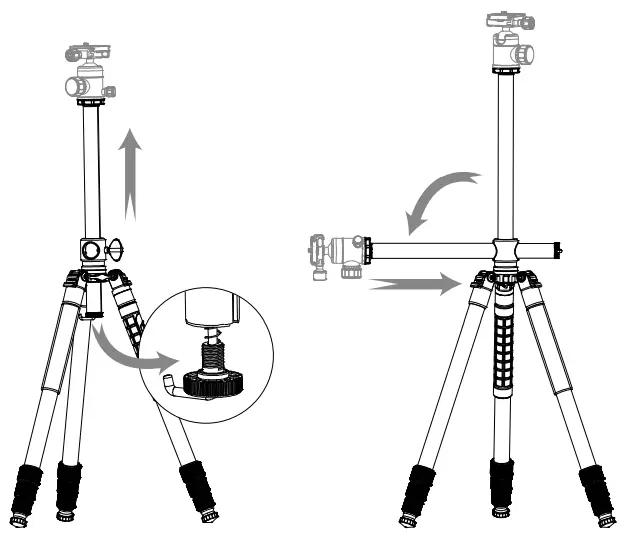 Rollei C5i Makro Aluminium Tripod with Ball Head Central Axis1