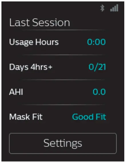 APRIA SLP-4379 Philips Respironics Dream Station 2 - Therapy Off display