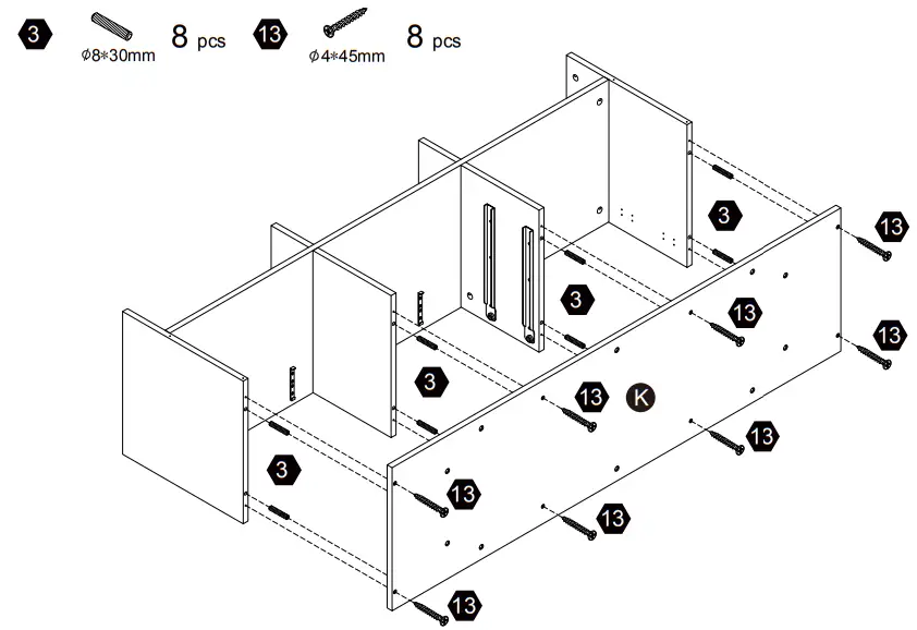 teamson home VNF00103 Versanora TV Stand with 2 Drawer 3 Open Shelves and 2 Door-fig14