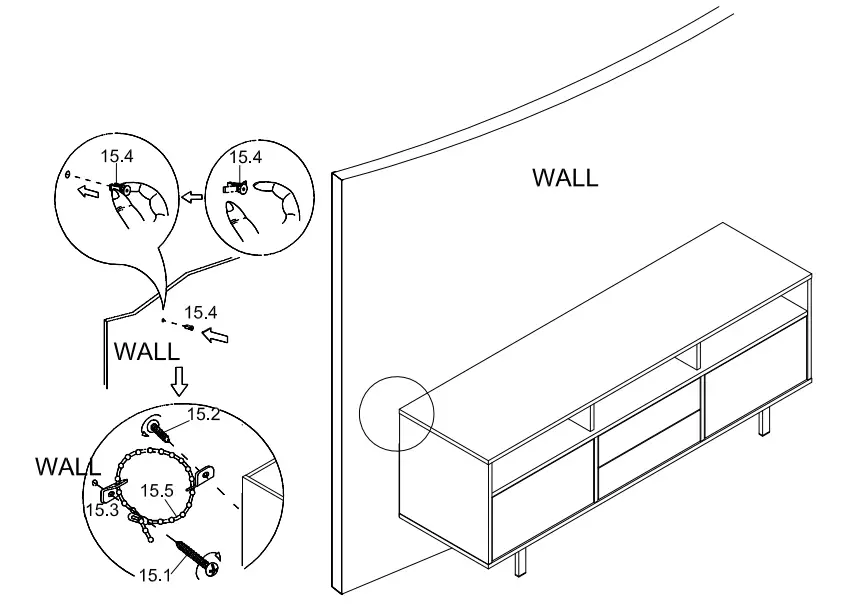 teamson home VNF00103 Versanora TV Stand with 2 Drawer 3 Open Shelves and 2 Door-fig28