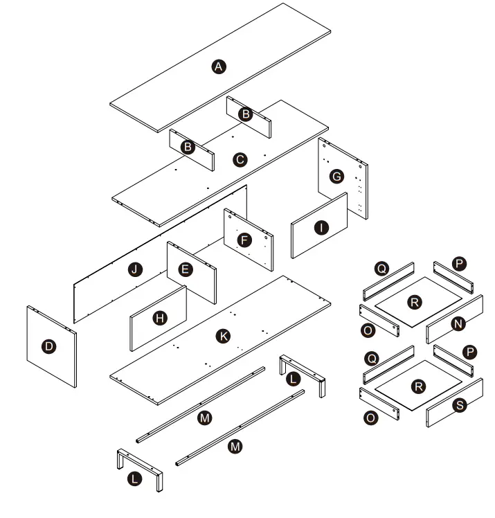 teamson home VNF00103 Versanora TV Stand with 2 Drawer 3 Open Shelves and 2 Door-fig4