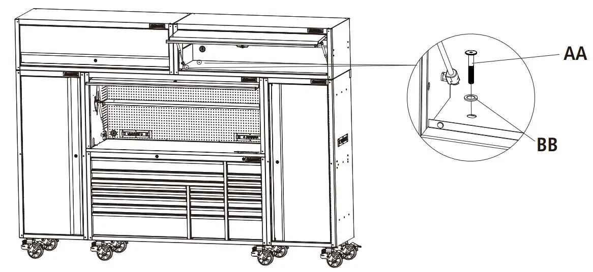 HUSKY HPRO63TLOCKERBL Professional Duty 63.5 Inch Top Locker User Guide - Once both Top Lockers are attached and the front and top