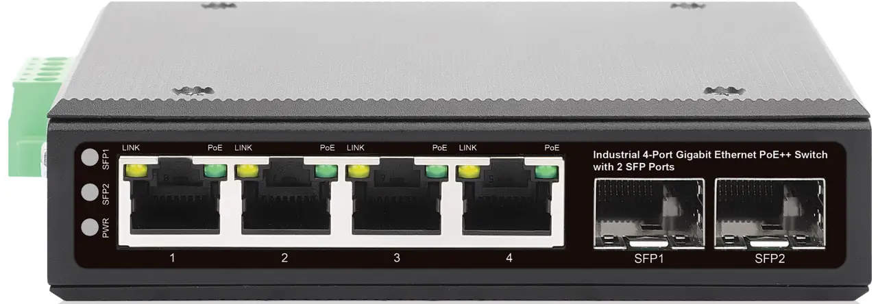 INTELLINET IIS-4G02POE-240W Industrial 4 Port Gigabit Ethernet PoE++ Switch with 2 SFP Ports product