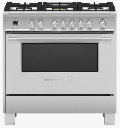 FISHER PAYKEL OR36SCG6X1 Dual Fuel Range, 36 Inch, 5 Burners, Self-cleaning