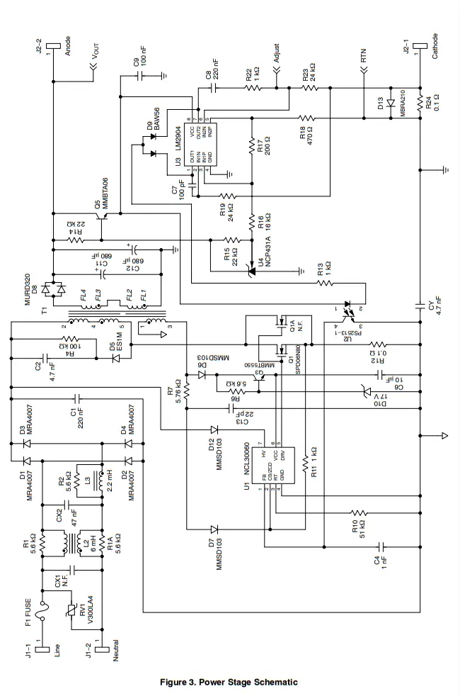 onsemi NCL30060GEVB Off-line Critical Conduction Mode PFC LED Driver Evaluation Board - fig 1