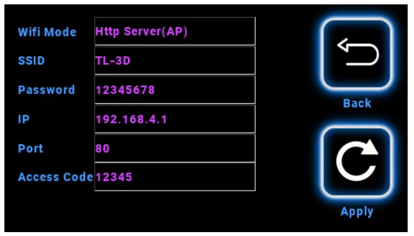 WIFI setting interface.