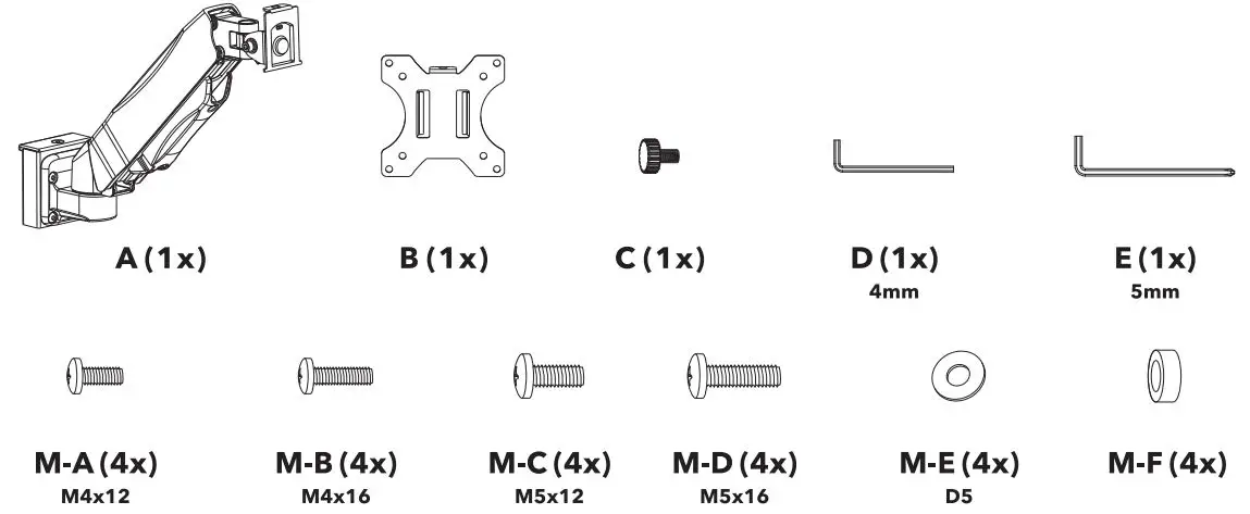 AlzaErgo-APW-EGSWAS430B-Slatwall-Mount-SWAS430-Monitor-Holder-FIG 1