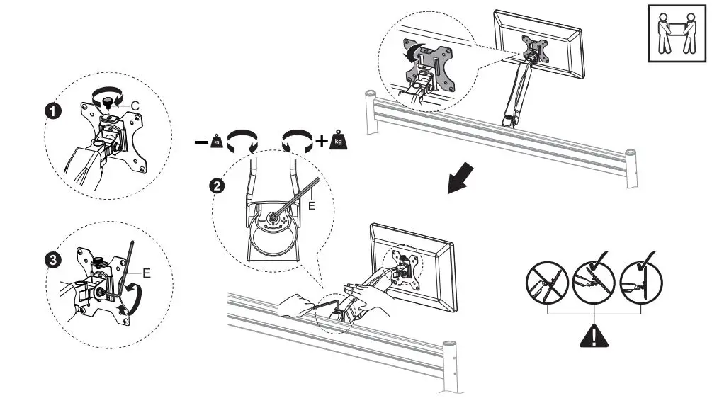 AlzaErgo-APW-EGSWAS430B-Slatwall-Mount-SWAS430-Monitor-Holder-FIG 4