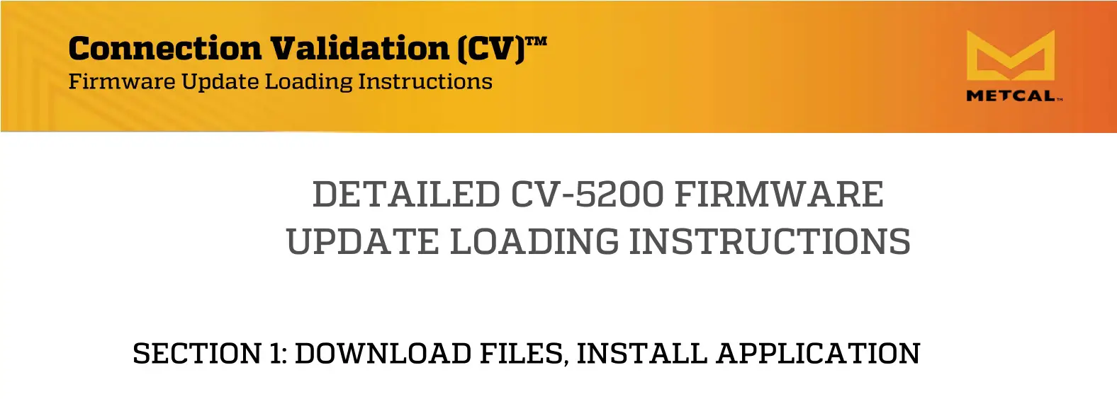 METCAL CV-5200 Connection Validation Instruction Manual