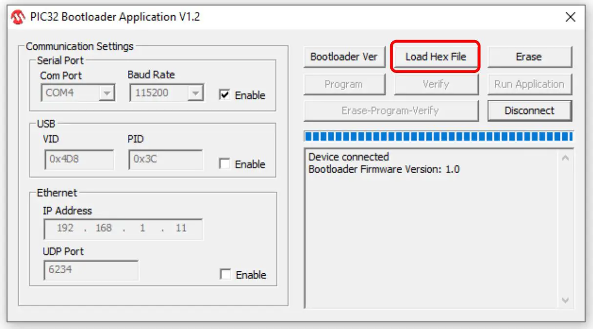 METCAL CV-5200 Connection Validation - STEP 7 LOAD HEX FILE (current version CV-P52000 firmware