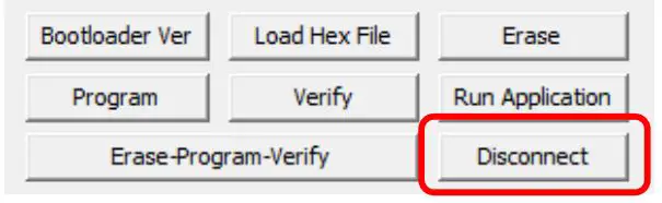 METCAL CV-5200 Connection Validation - STEP 9 Press the DISCONNECT command button on PIC BOOTLOADER command screen