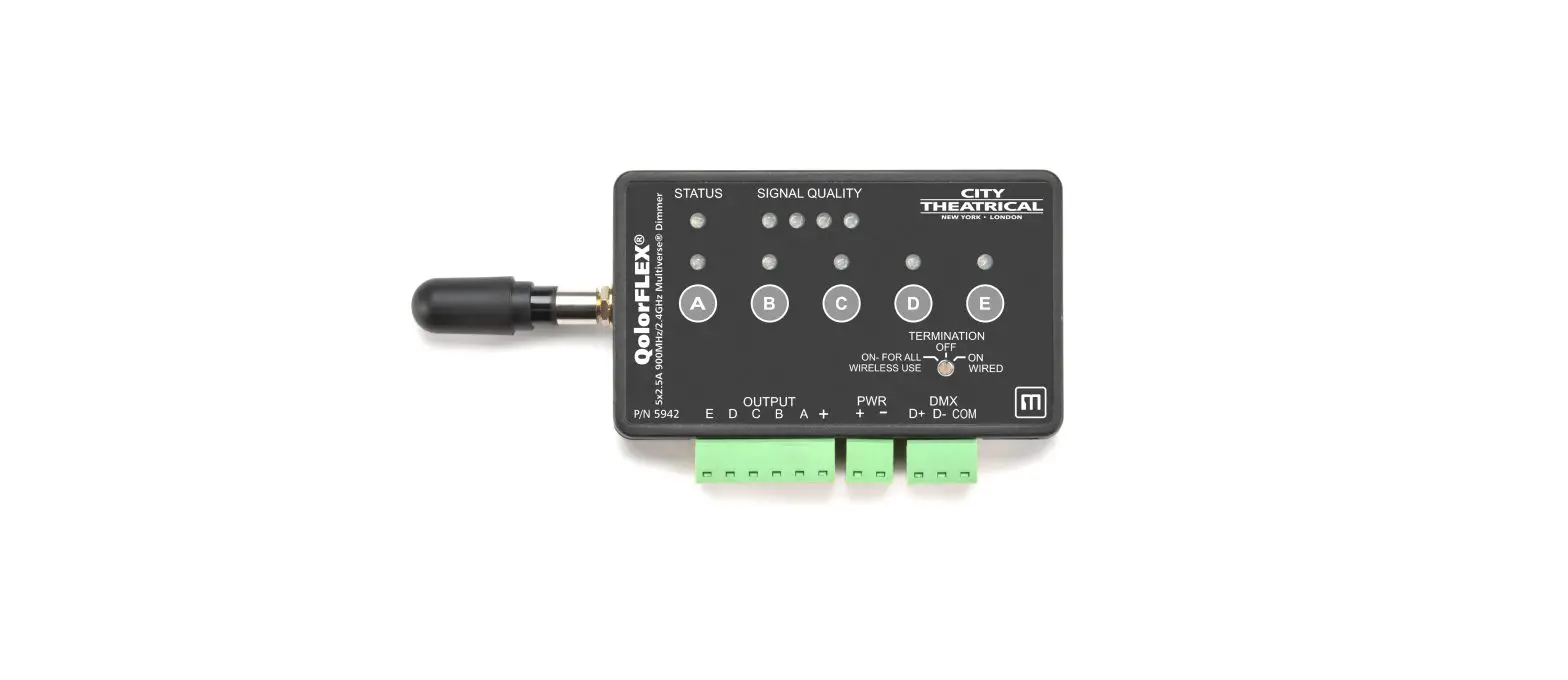 City Theatrical Qolorflex 5x2.5a 900mhz/2.4ghz Multiverse Dimmer User Manual