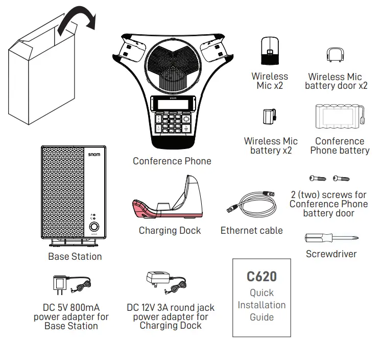 snom C620 SIP Wireless Conference Phone - Parts checklist