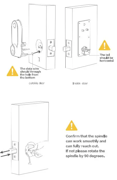 LAXRE DA03BG Smart Front Door Lock Instruction Manual - Install Exterior Lock Part