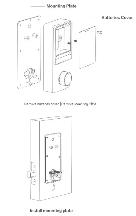 LAXRE DA03BG Smart Front Door Lock Instruction Manual - Install Interior Mounting Plate