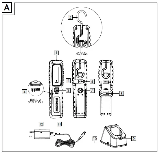 PARKSIDE-PASL-4000-B2-Cordless-LED-Rechargeable-Light-FIG 1