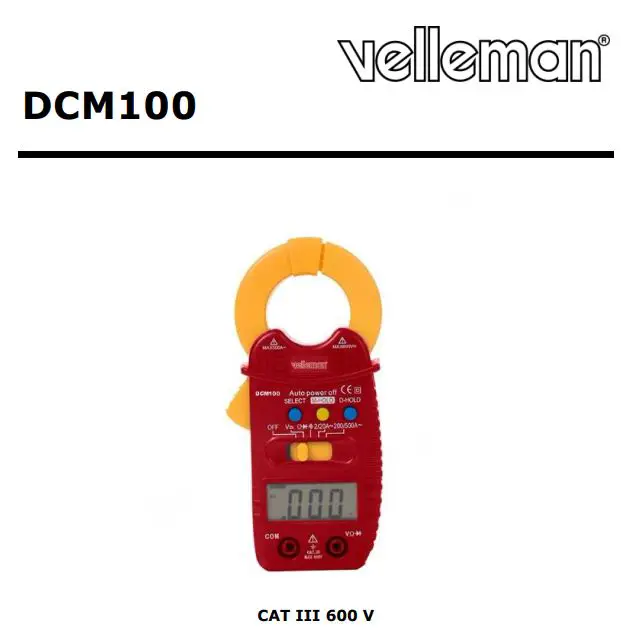 velleman Ammeter Clamp CAT III 600 V