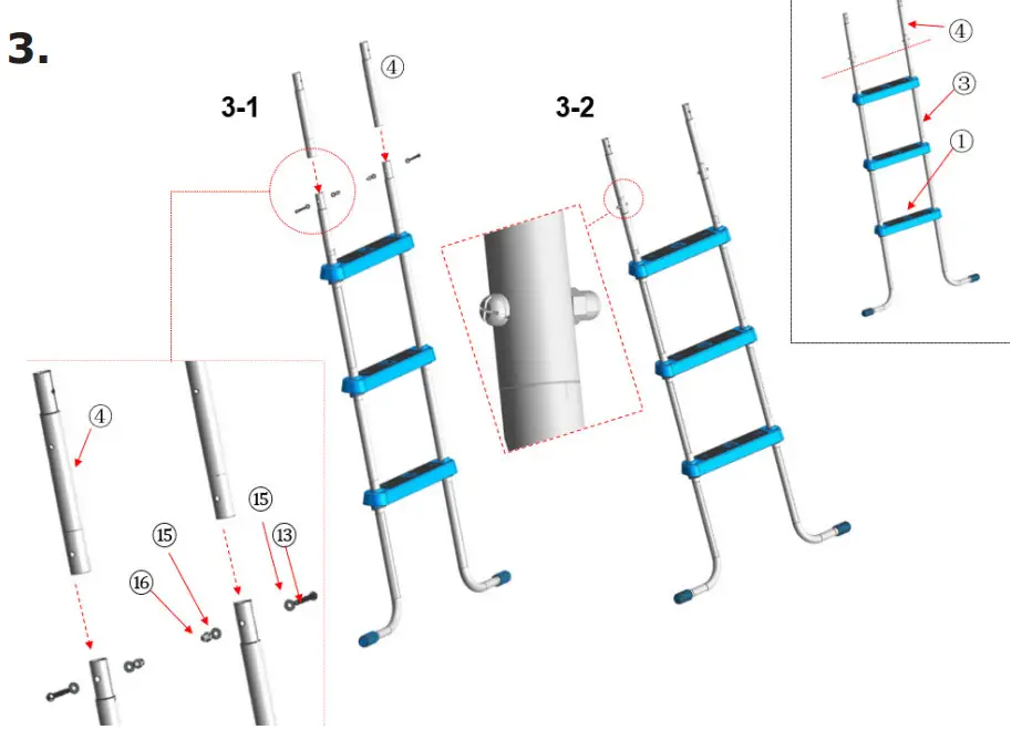 EXIT 30.93.48.00 122cm Pool Ladder - parts 2
