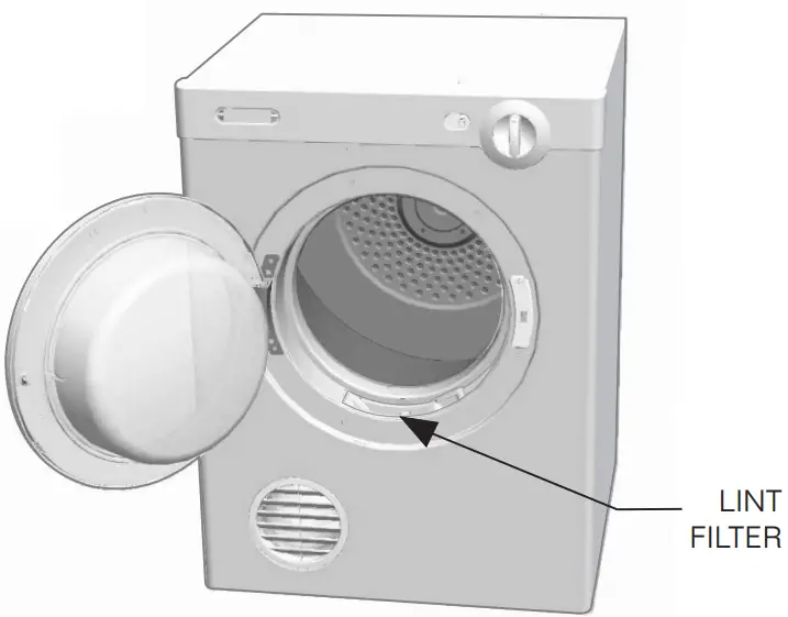 SIMPSON EZI Loader Clothes Dryer ----- The lint filter is located