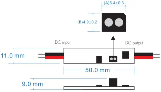 LEDEXPERT E1 B Hand Sweep Sensor Switch - Dimension