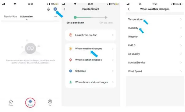 Okos R6 Wi-Fi IR Controller With Temperature & Humidity Sensor User Manual - Select Automation type in smart page