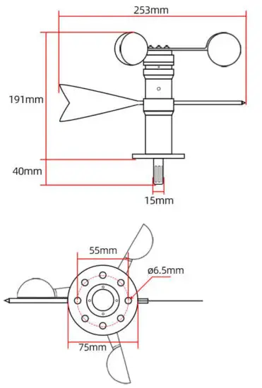 sonbus SM5398B Wind speed and direction integrated sensor - fig