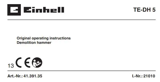 Einhell TE-DH 5 Demolition Hammer Instruction Manual